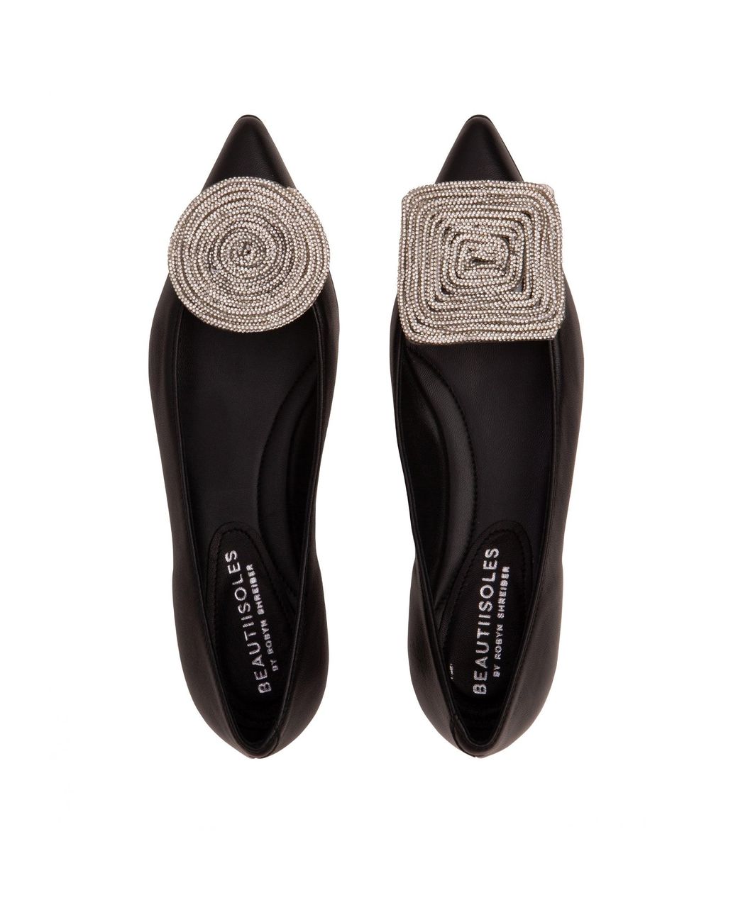Beautiisoles by Robyn Shreiber Made in Italy Black Bonnie Leather Ballerina Comfortable For Work & Dressy Valentine Evening Flat