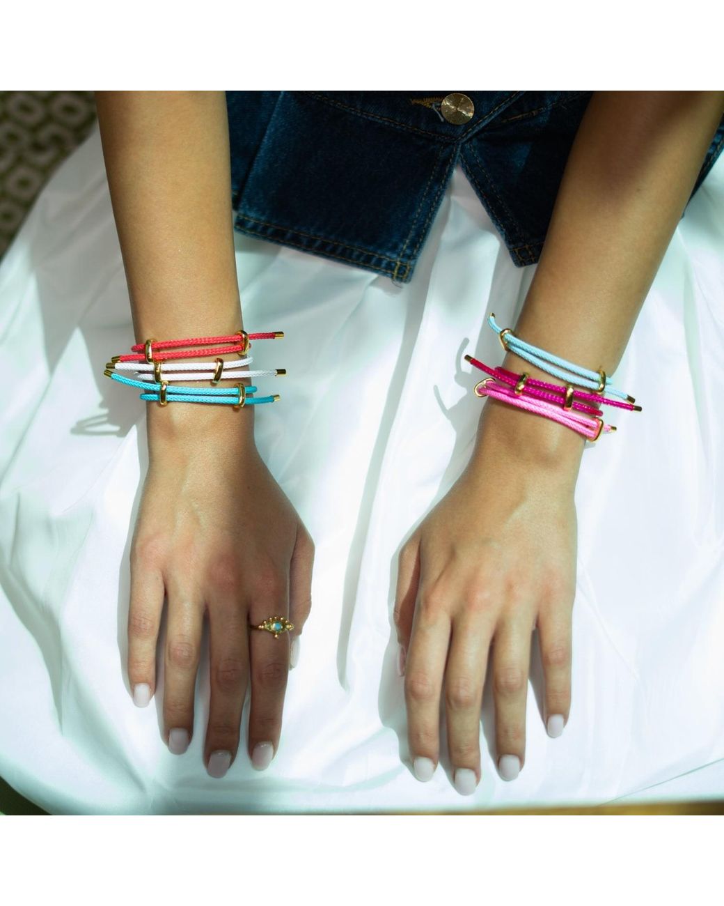 Ebru Jewelry Blue Glow Adjustable Rope Bracelet