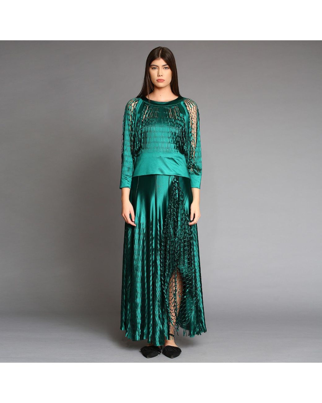 Silvia Serban Green Laser Cut Blouse