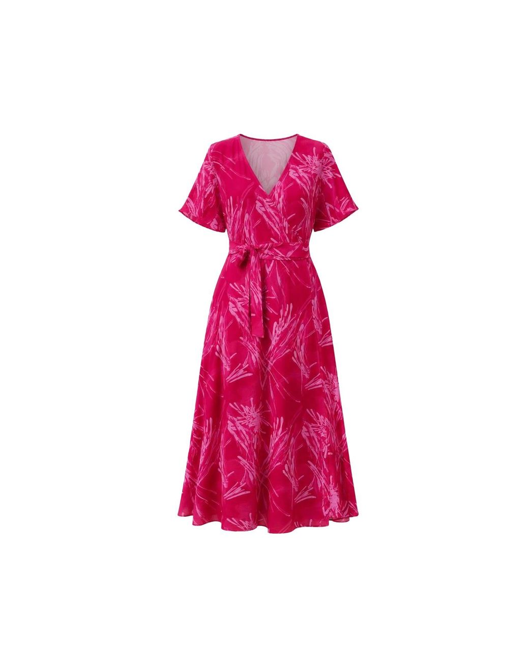Oh!Zuza Pink Rose Echo Viscose Wrap Dress With Pockets