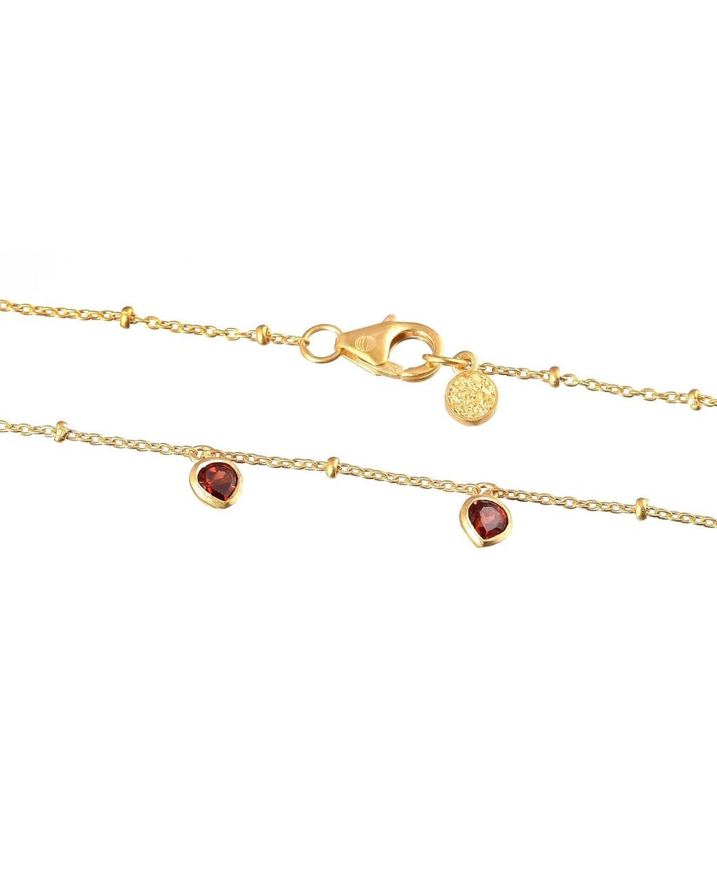 Moon London Metallic Mani Garnet Heart Necklace