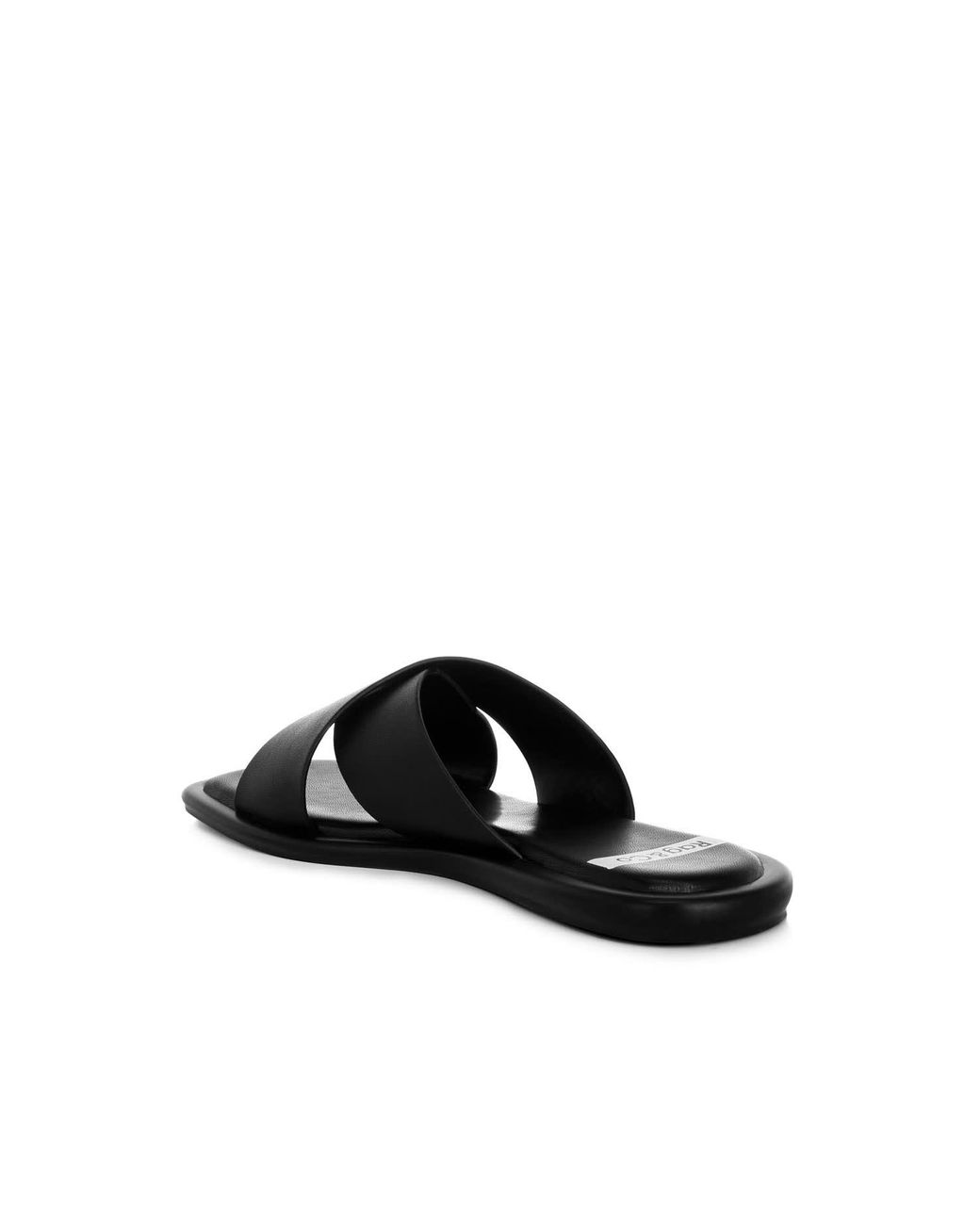 Rag & Co Black Shosa Genuine Leather Criss-Cross Flats
