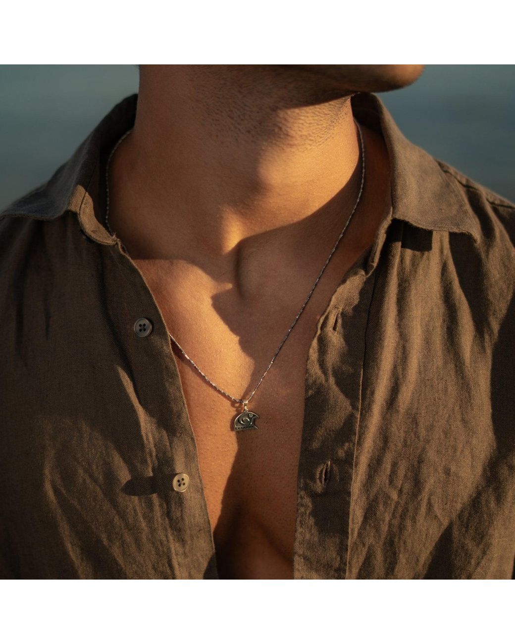 Ebru Jewelry Metallic Guardian Falcon Emerald Eye Necklace for men