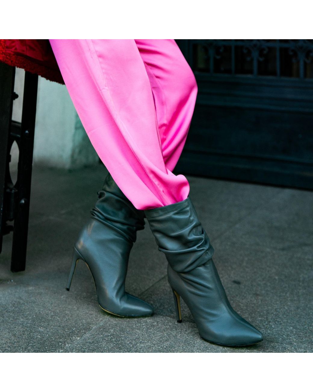 Ginissima Gray Leather Eva Boots