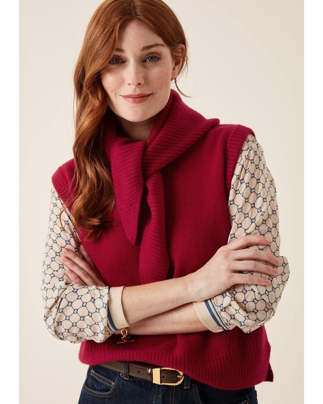 Loop Cashmere Red Cashmere Triangle Scarf
