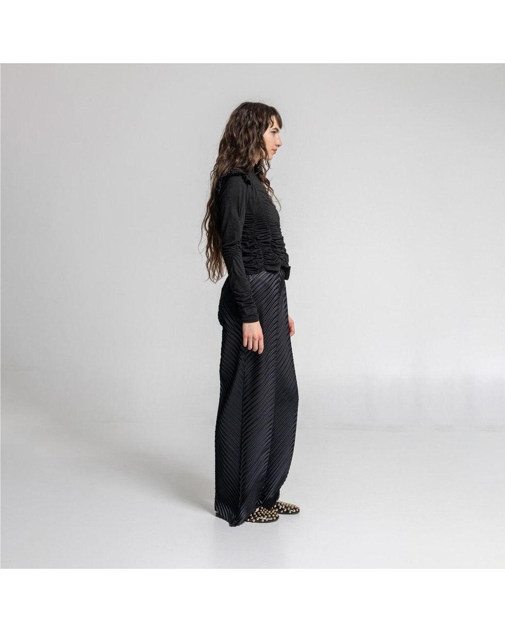 ARTISTA Gray Onix High Waisted Pleated Pants