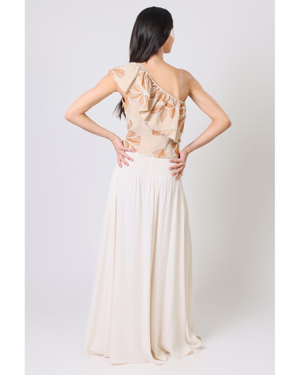 Traffic People Brown Grace & Maude And Floral Asymmetric Bella Top