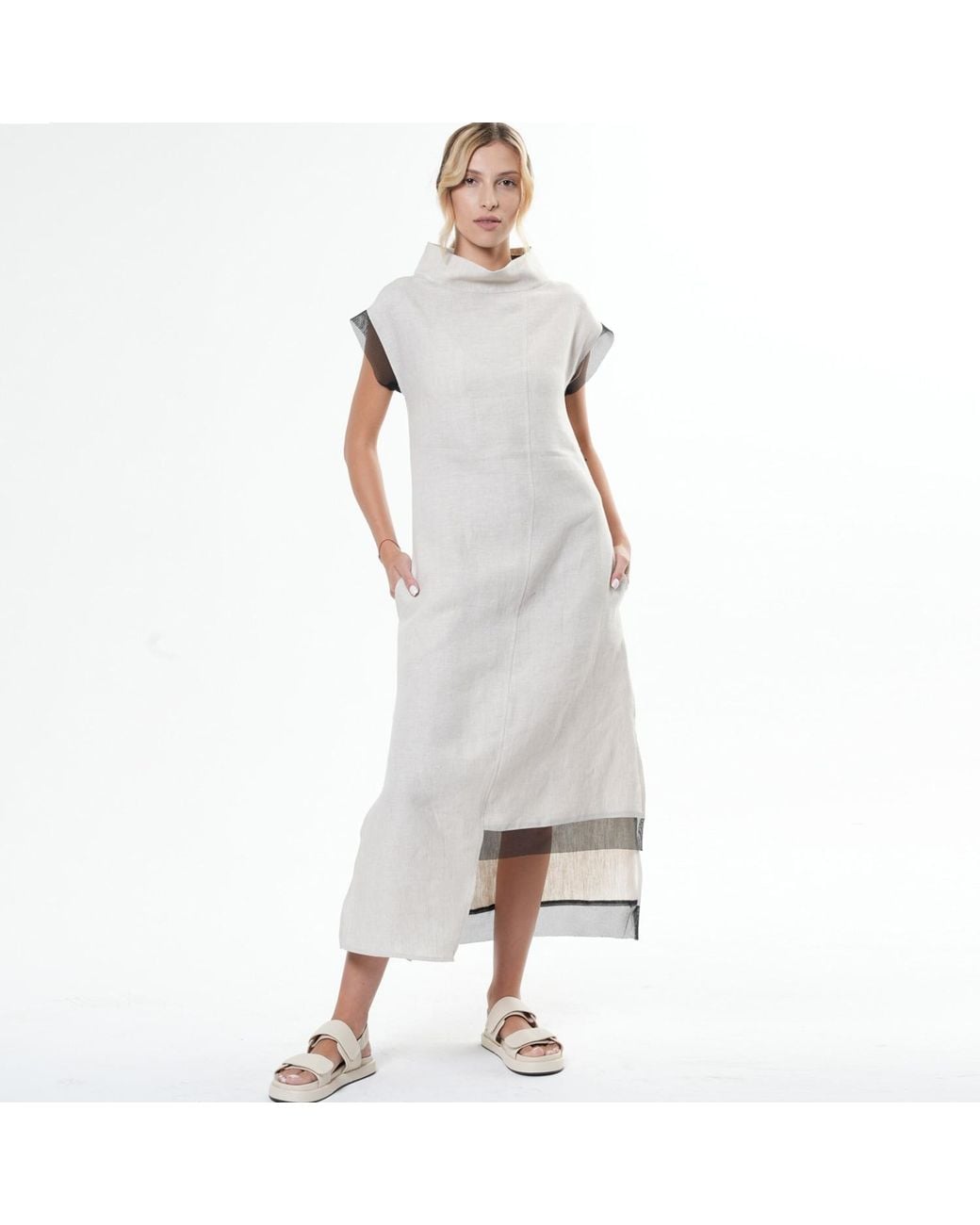 Metamorph White Neutrals Long Linen Dress
