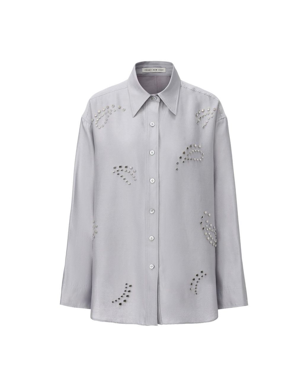 FRONT ROW SHOP Gray Stud-Embellished Shirt Pale