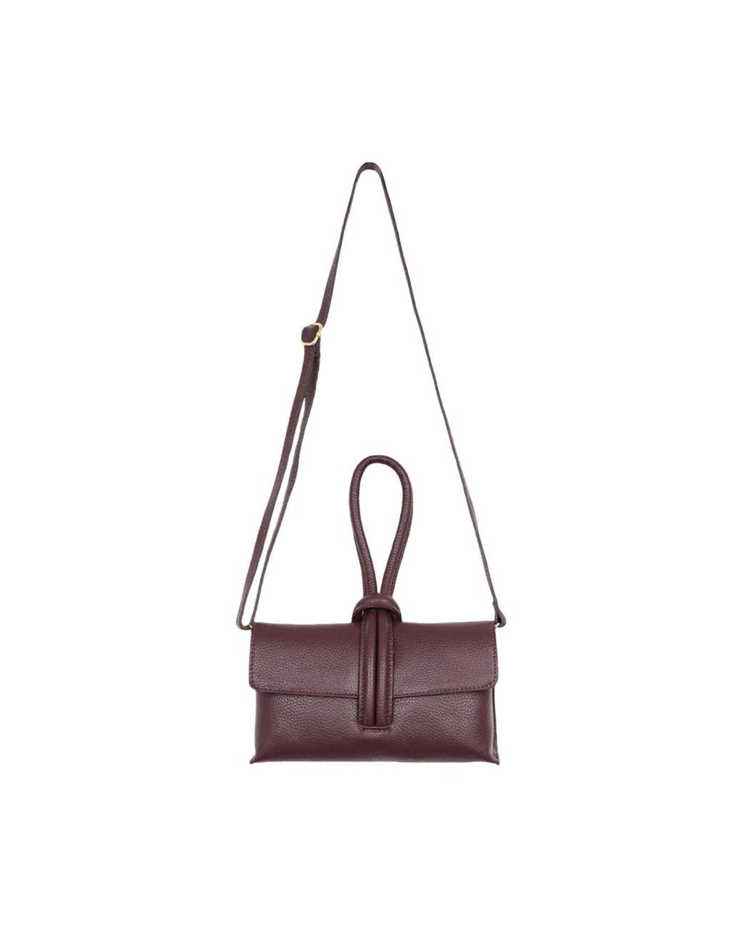 London Atelier Byproduct Red Burgundy Leather Loop Clutch Bag