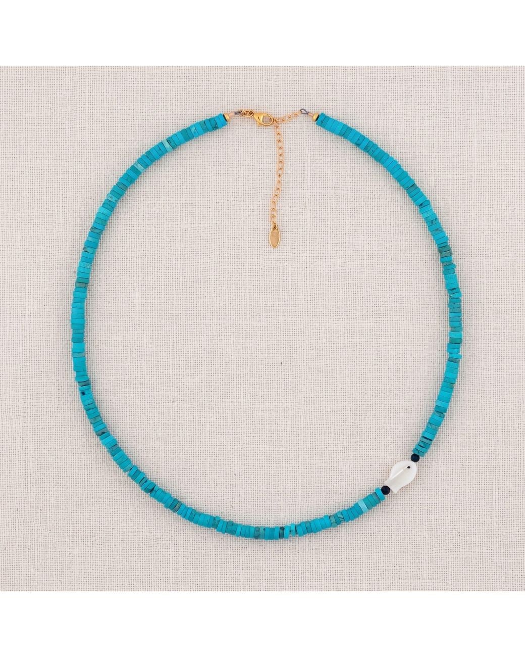 Kris Nations Blue Mother Of Pearl Fish Necklace