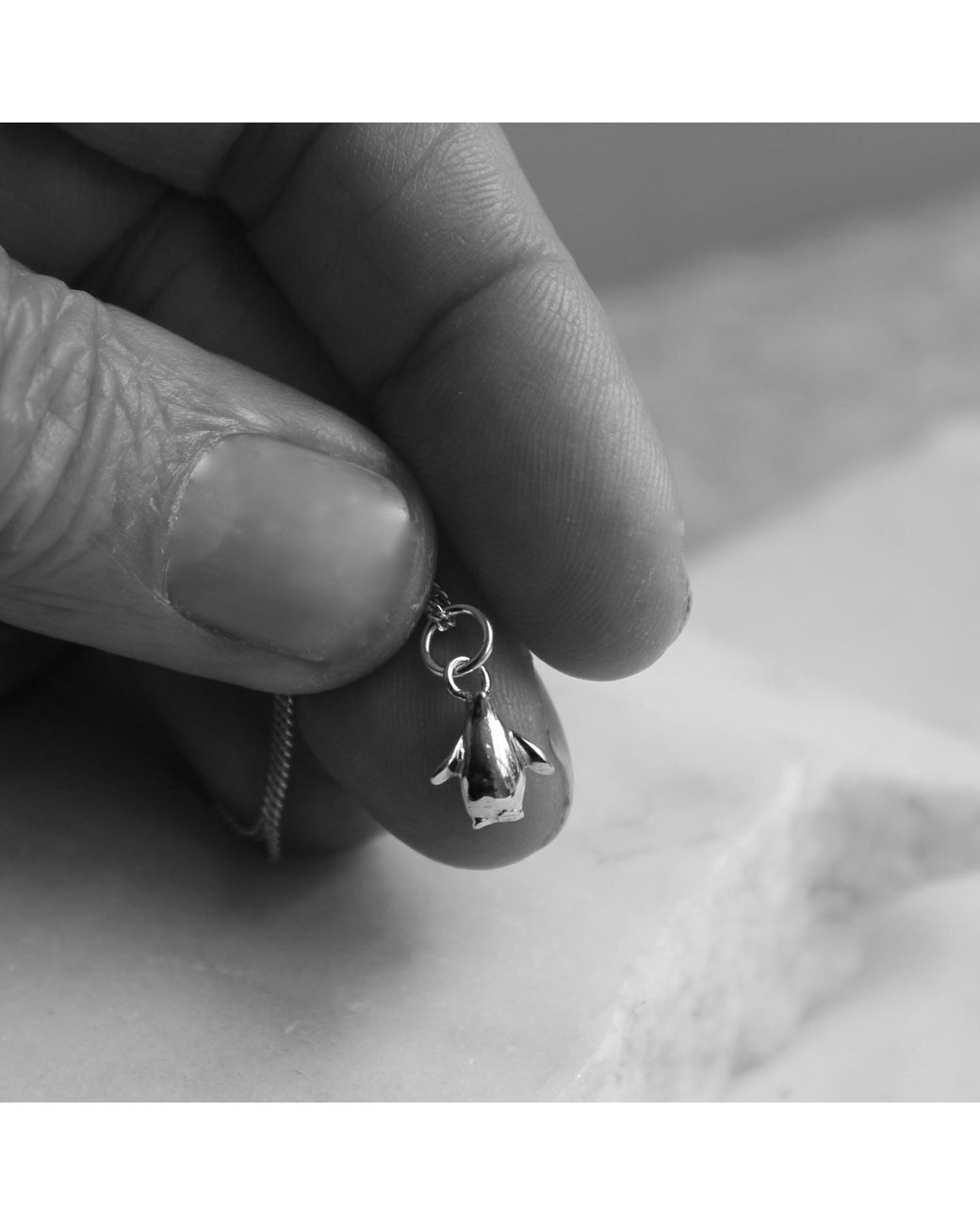 Lime Tree Design Metallic Tiny Penguin Pendant Necklace Sterling Silver
