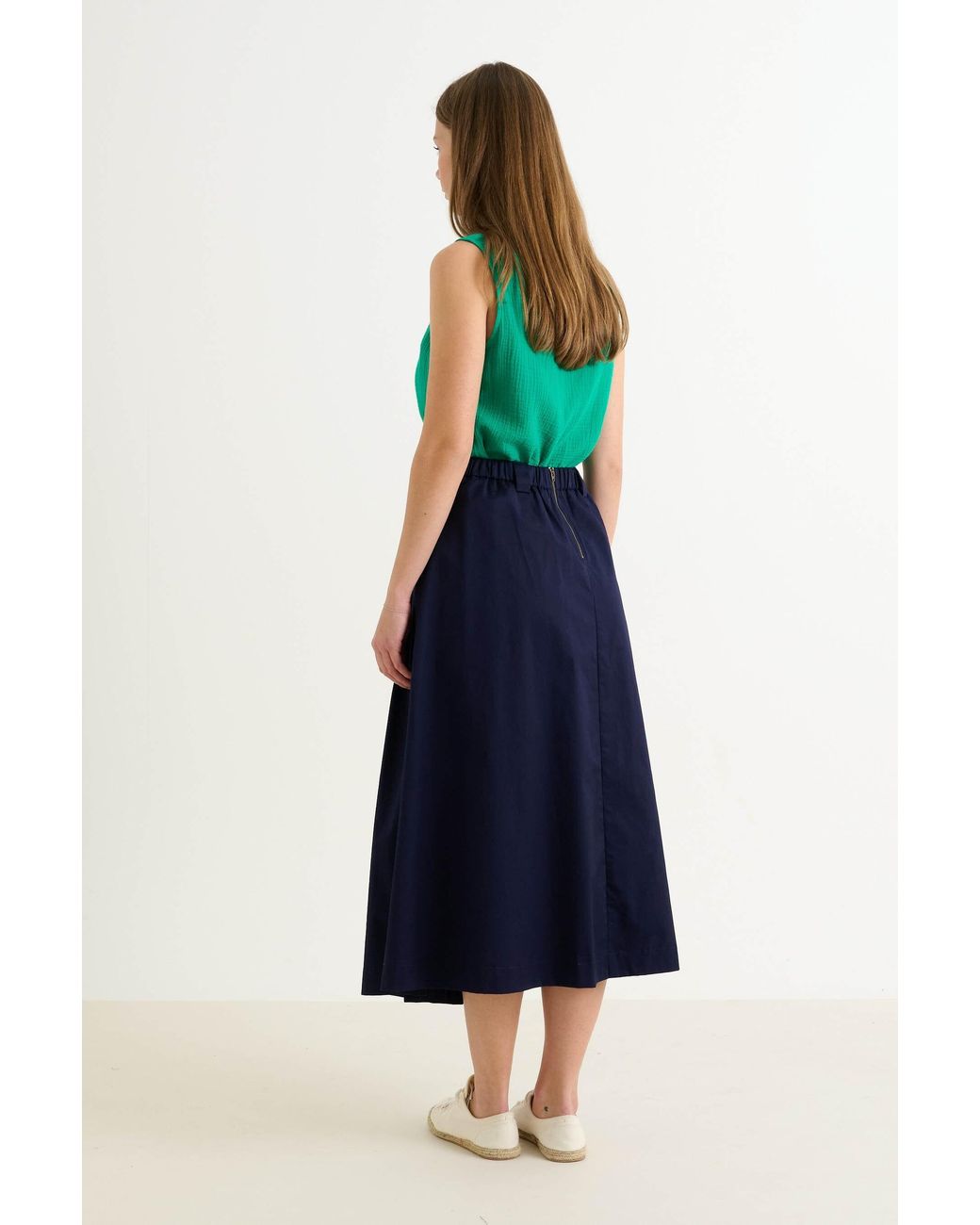 Louche Blue Alexia Recycled Cotton Midaxi Skirt