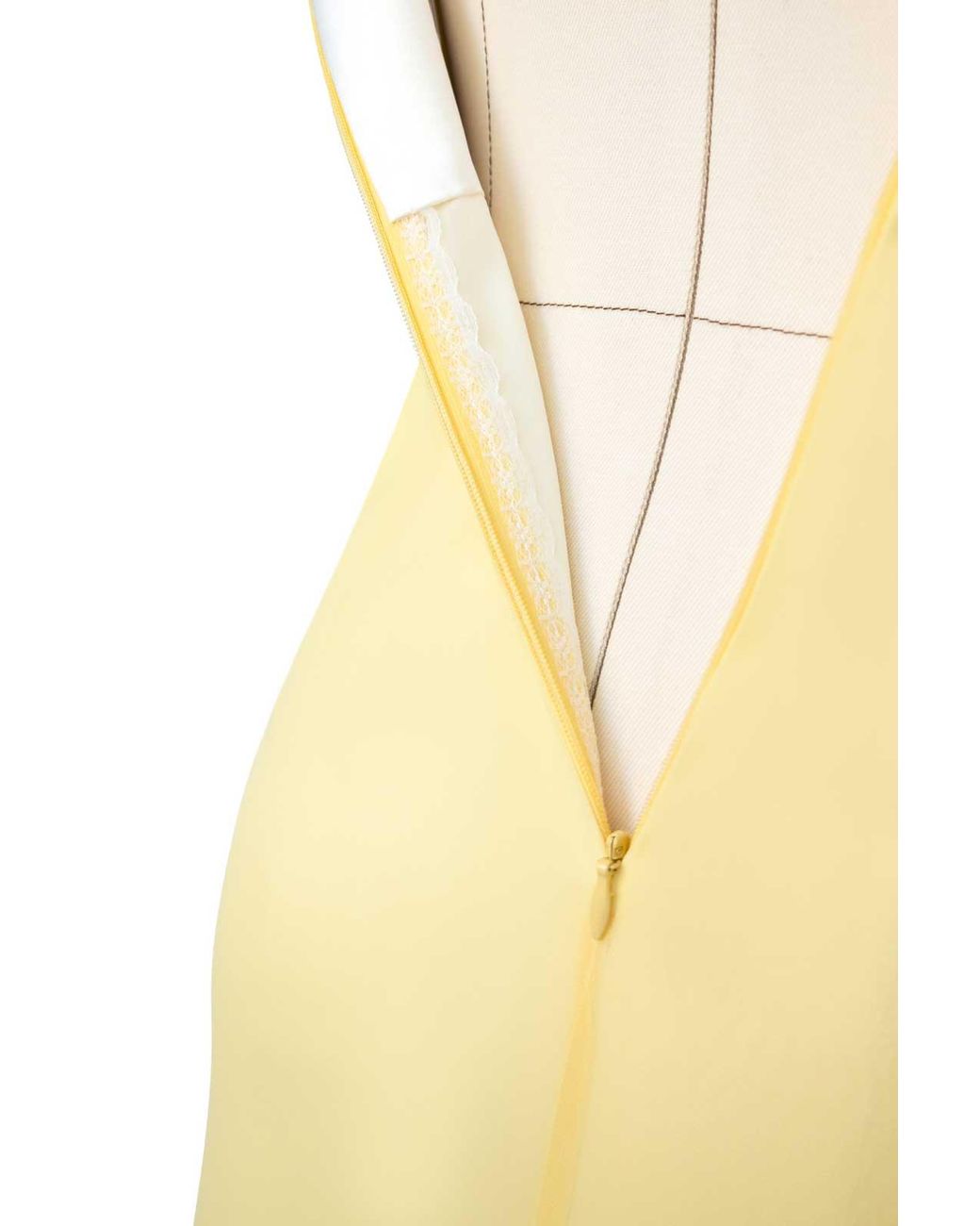 POST MERIDIEM Yellow Draped Bodice Bottom Flounced Bustier Dress