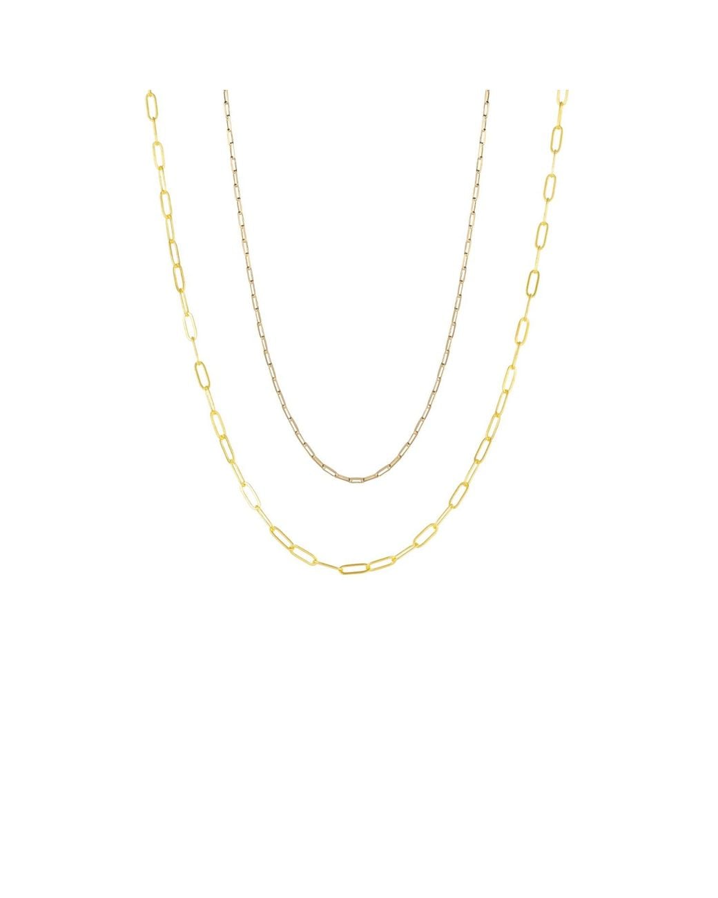 Spero London Metallic Paperclip Chains Sterling Layering Necklace Set