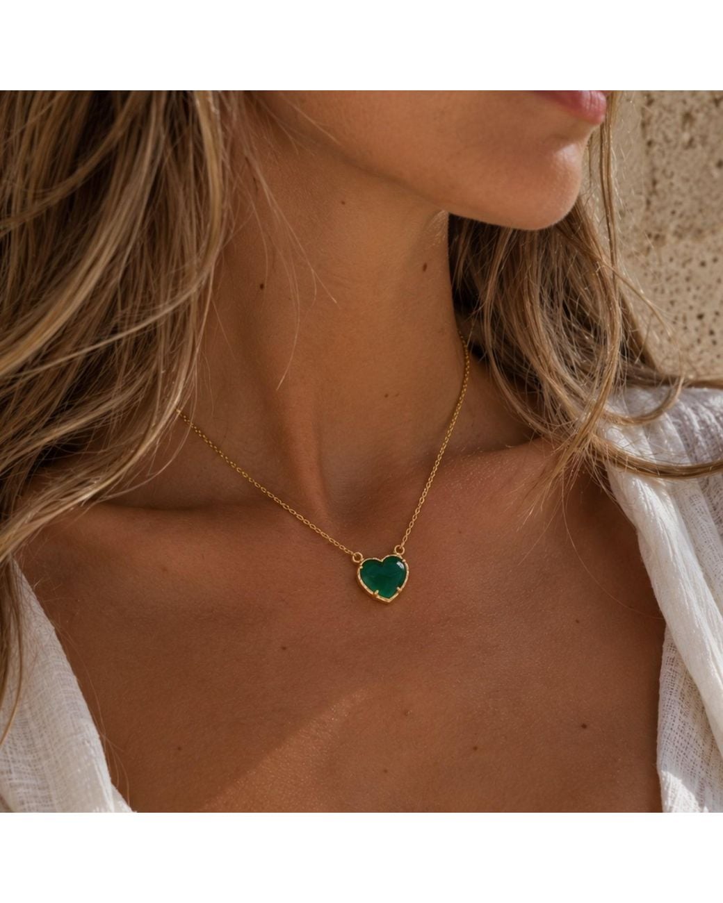Lalinde Green Chalcedony Stone Necklace