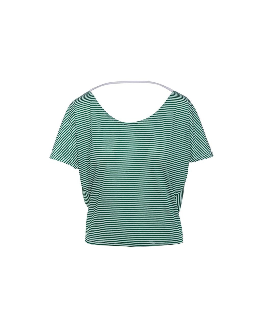 Conquista Green Striped Batwing Top