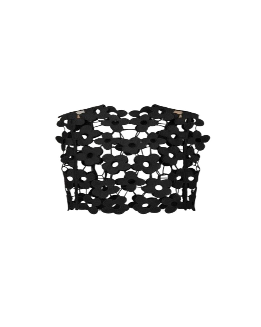 Saachi Black Floral Open Knit Vest Top