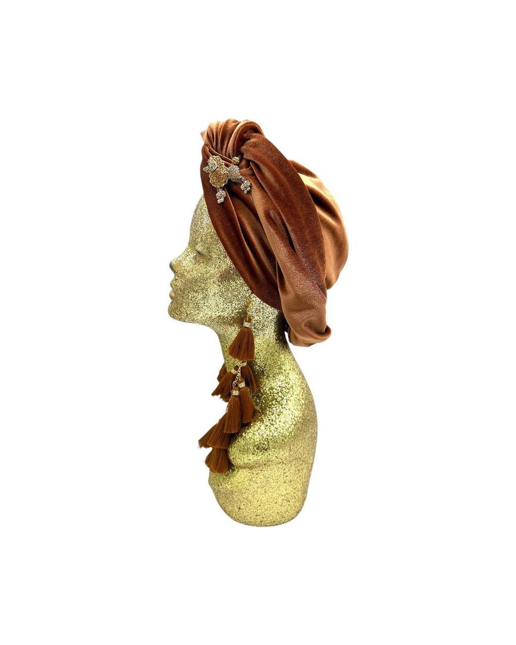Julia Clancey Brown Golden Poodle Cocoa Chacha Velour Turban