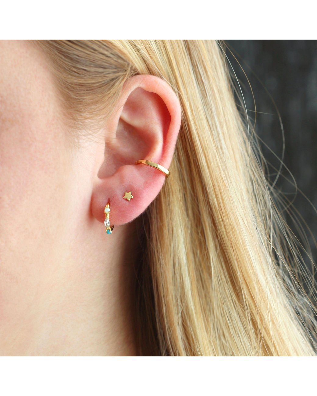 Kris Nations Metallic Seaside Spark Huggie Hoop Earrings