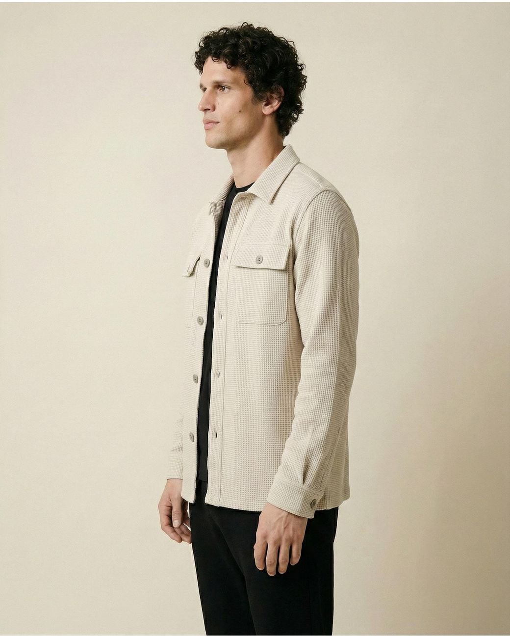 ROAV Natural Neutrals Frewin Waffle Overshirt Shacket for men