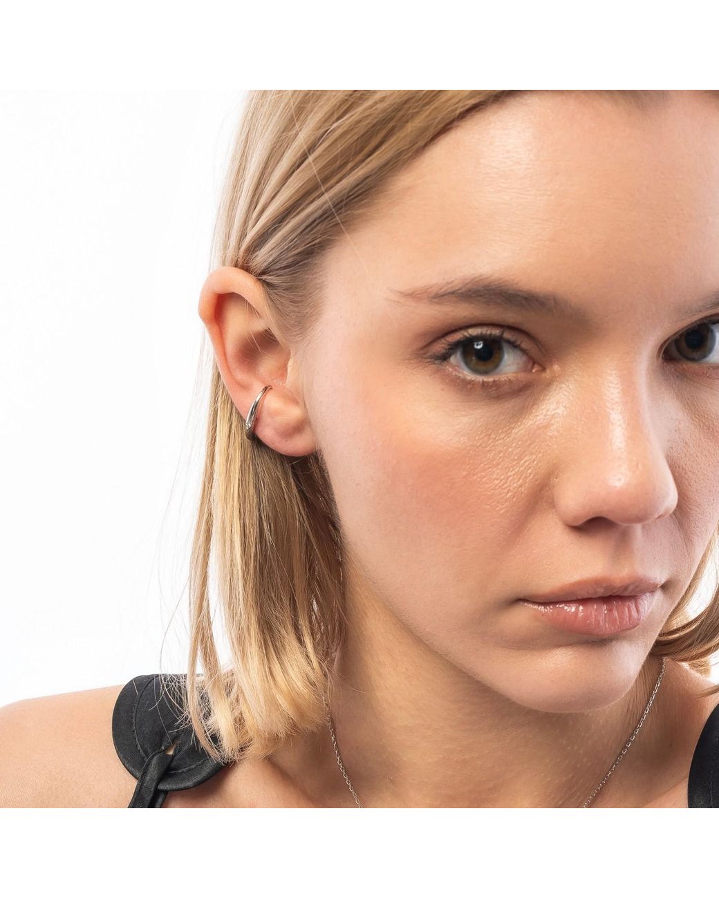 Spero London Metallic Fine Diamond Sterling Ear Suspension Semi-Hoop Earrings