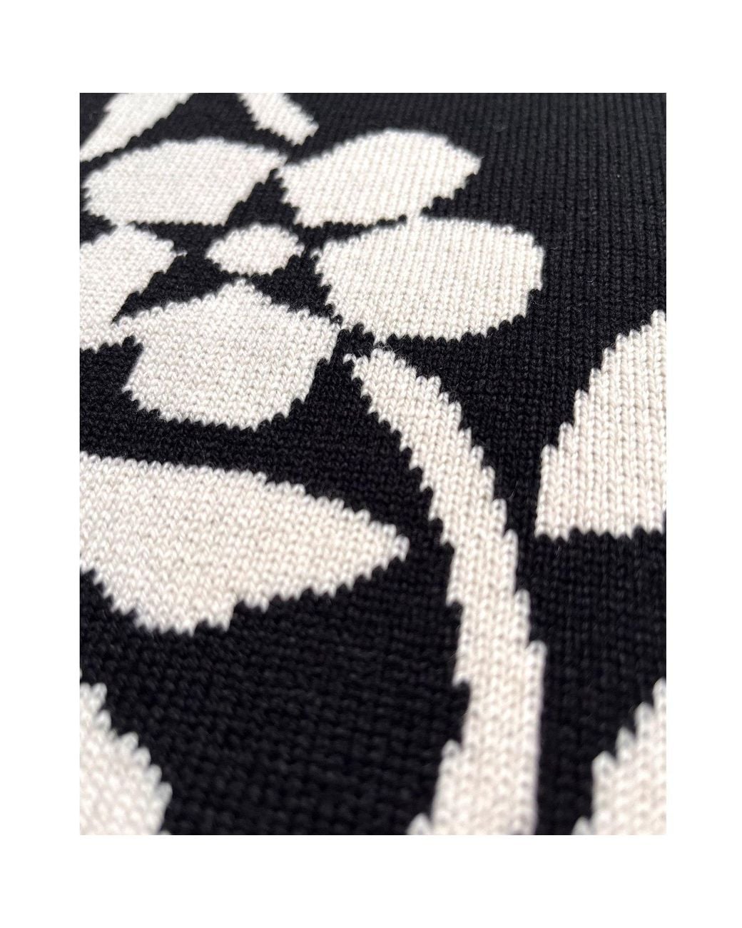 INGMARSON Black Floral Wool & Cashmere Scarf