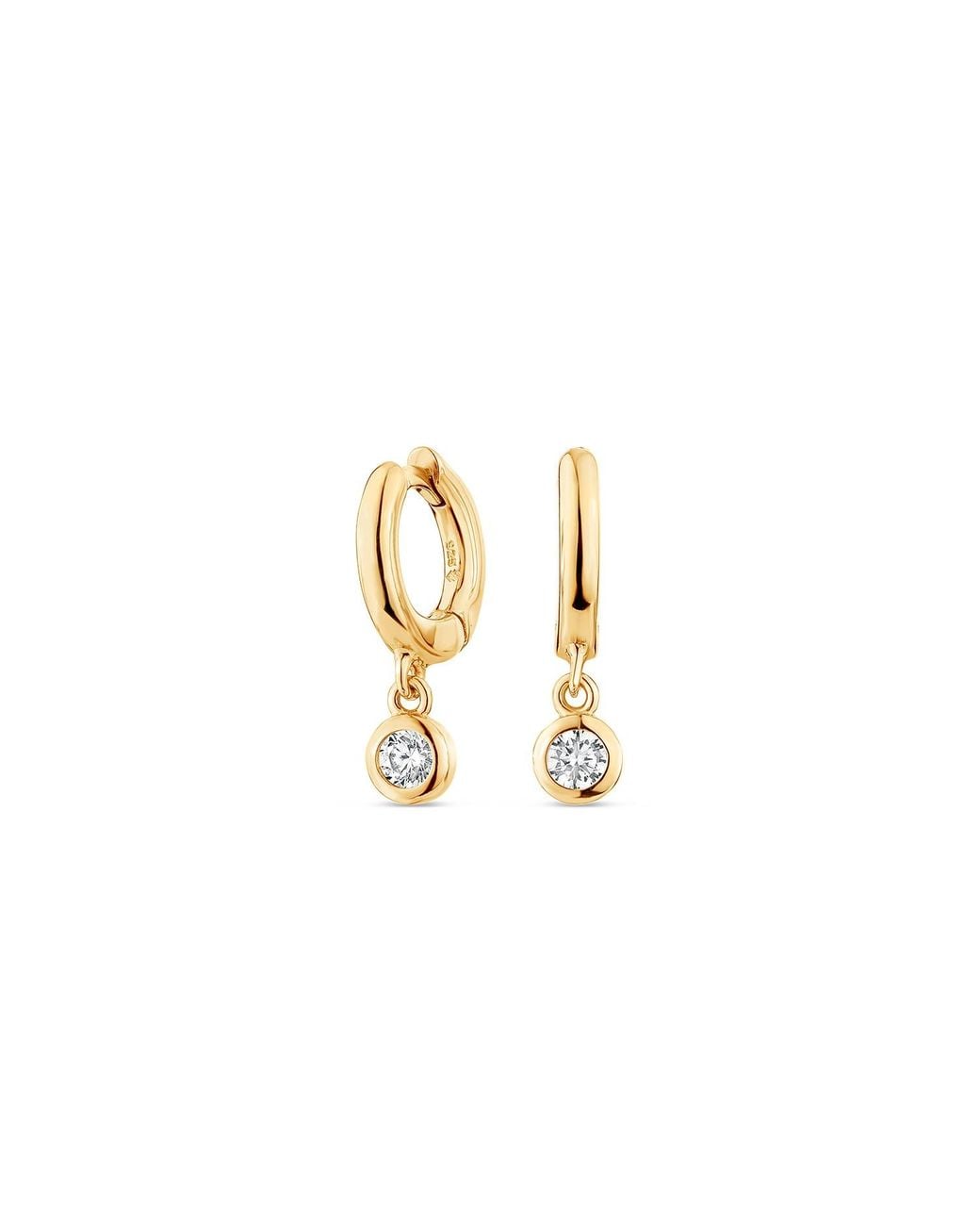 SALLY SKOUFIS Metallic Minx Solitaire Huggie Earrings With Made Cz Diamond Stimulant