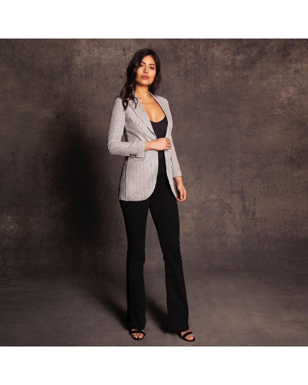 Vulto Gray Silk Linen Blazer