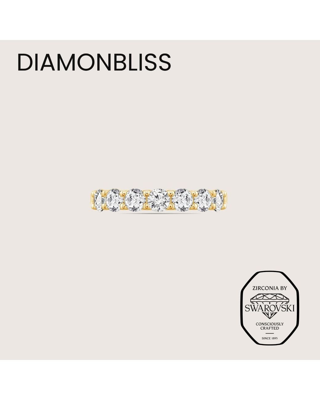 Diamonbliss Metallic Embellished With Swarovski One Carat Seven Stones Round Cut Ring