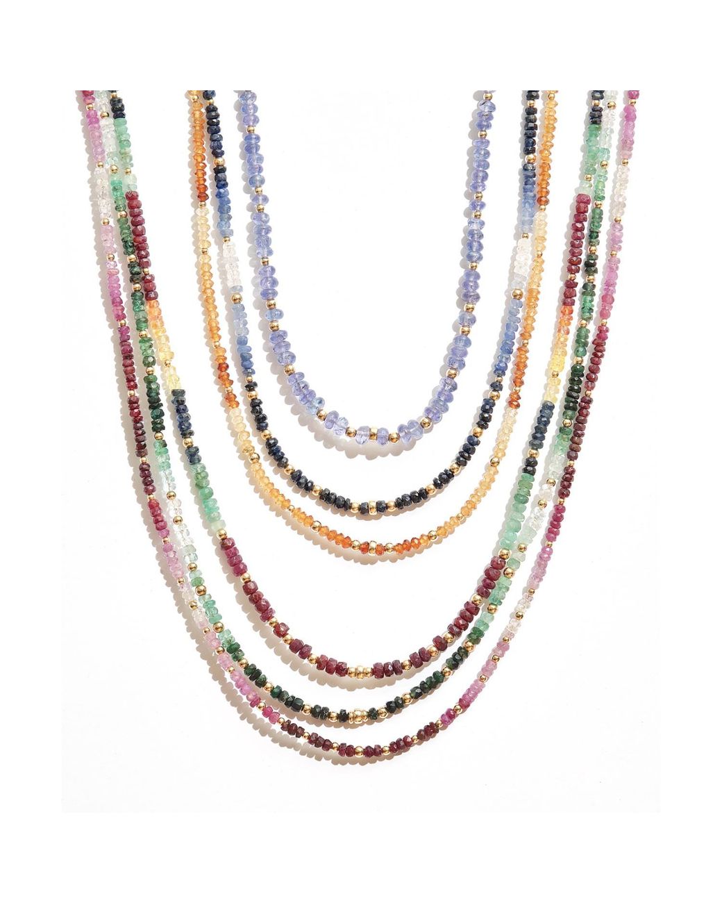 Shar Oke Blue Dainty Sapphire Ombre Beaded Necklace