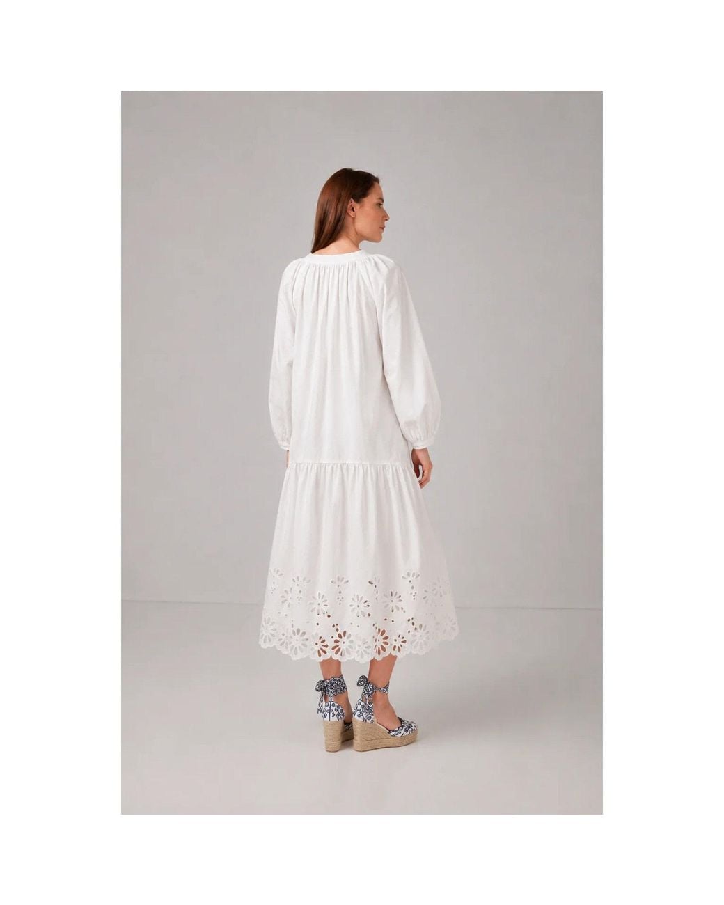 IZABELA MANDOIU White Premium Broderie Anglaise Oversized Midi Dress