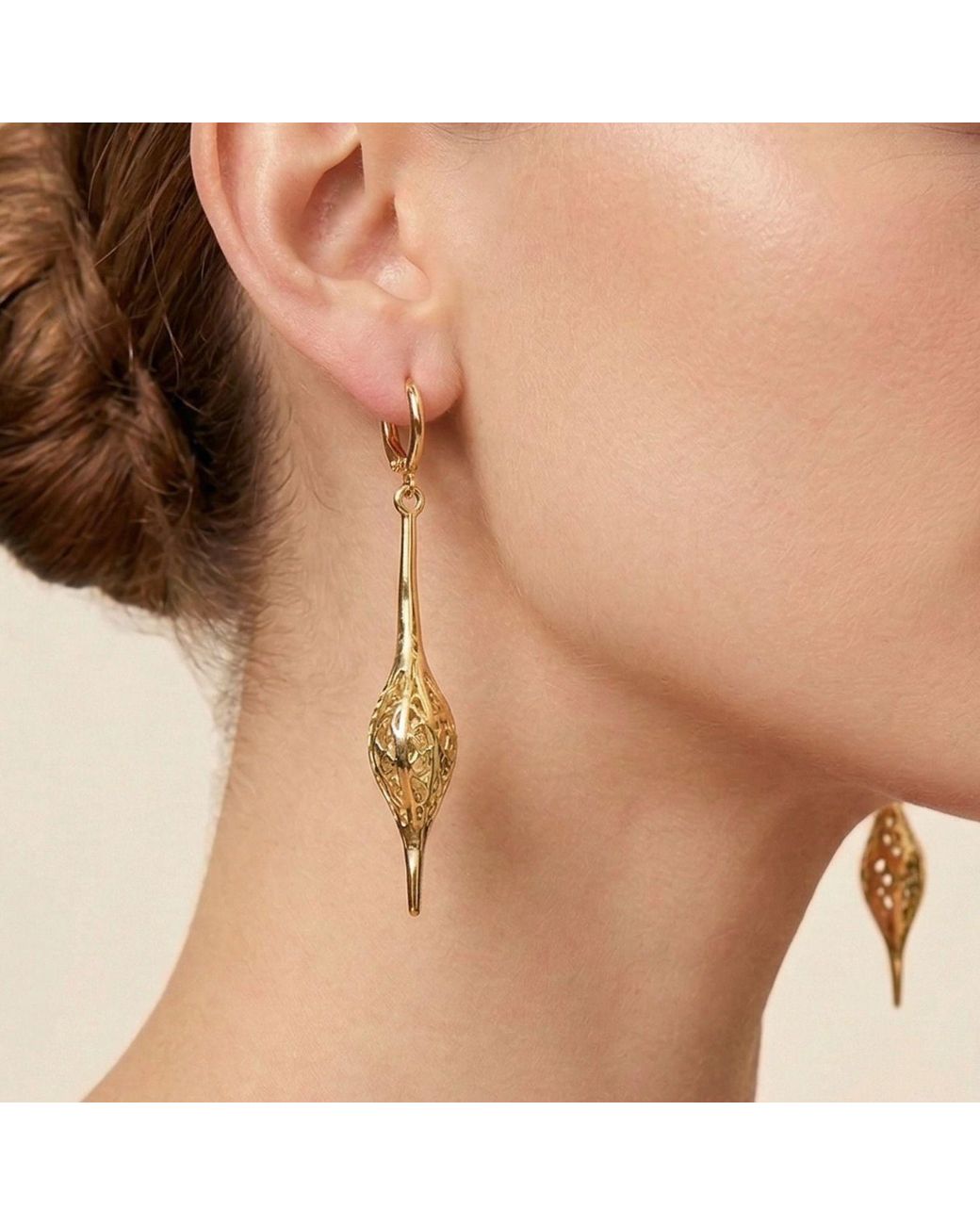 Jaredjamin Metallic Jeannie Drop Lever Back Earrings