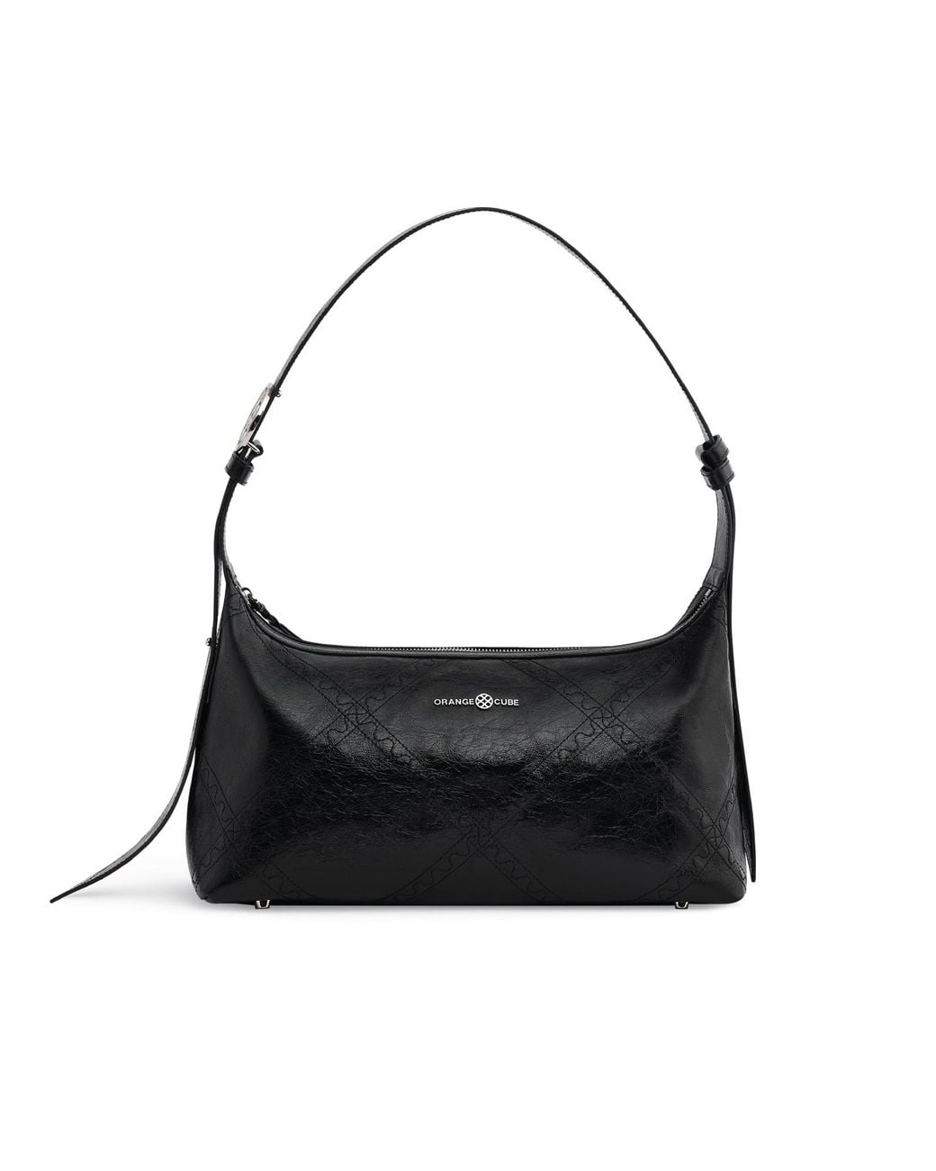 Orange Cube Black Ruched Shoulder Bag
