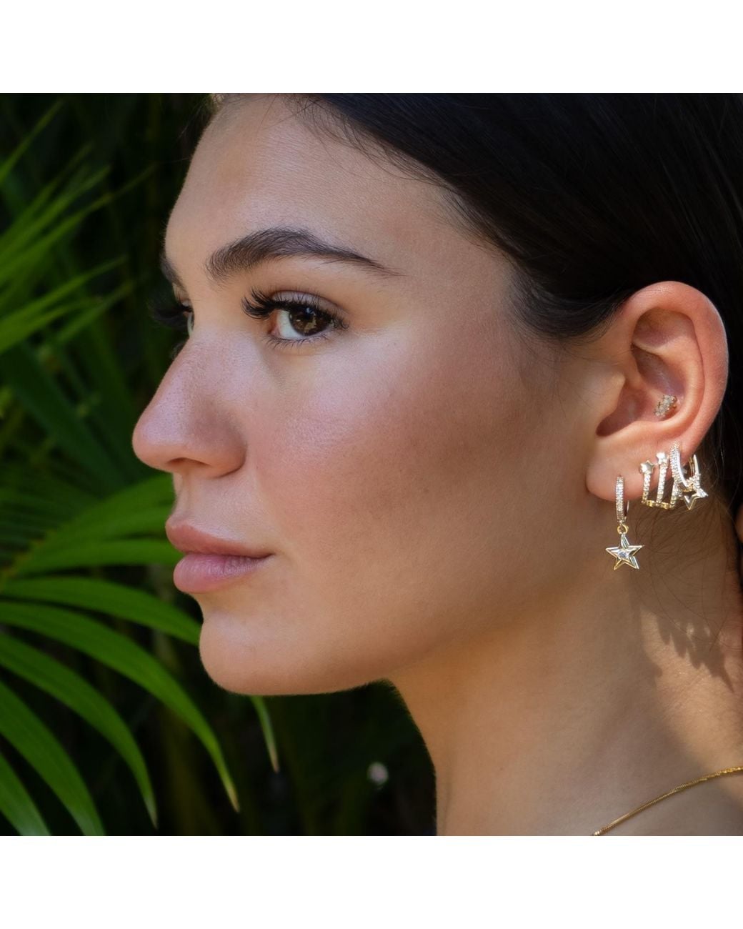 Ebru Jewelry Metallic Trio & Diamond Sparkly Star Earrings