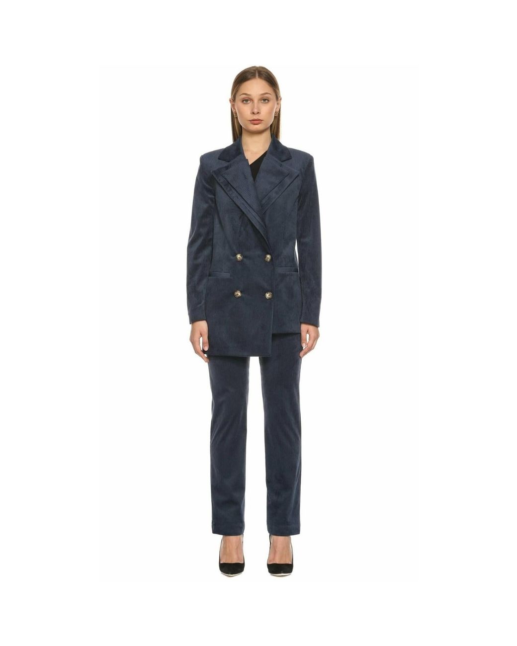 NAZLI CEREN Blue Bicolle Corduroy Jacket