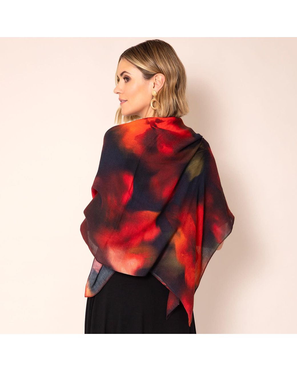 Alie Street London Purple Minerva Silk Wool Scarf Midnight Ember