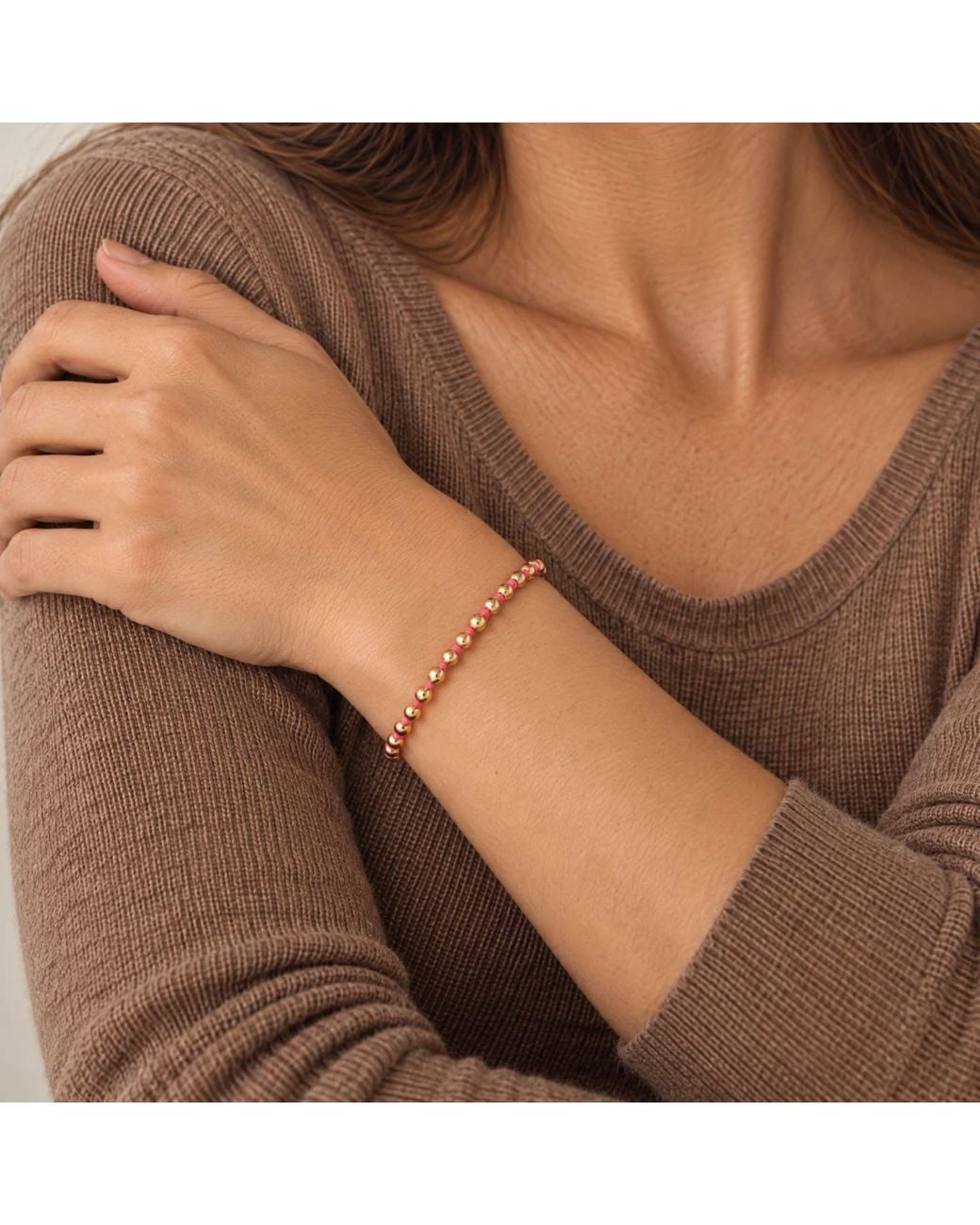 Harbour Uk Pink Golden Friendship Vermeil Rope Bracelet