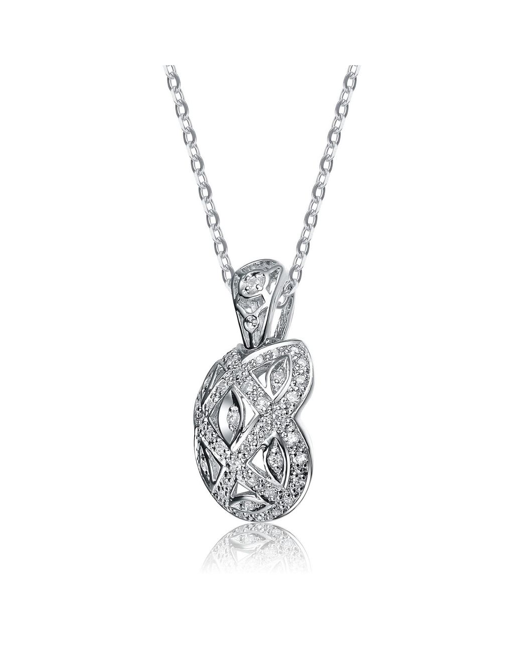 Genevive Jewelry Metallic Sterling Clear Cubic Zirconia Pendant Necklace