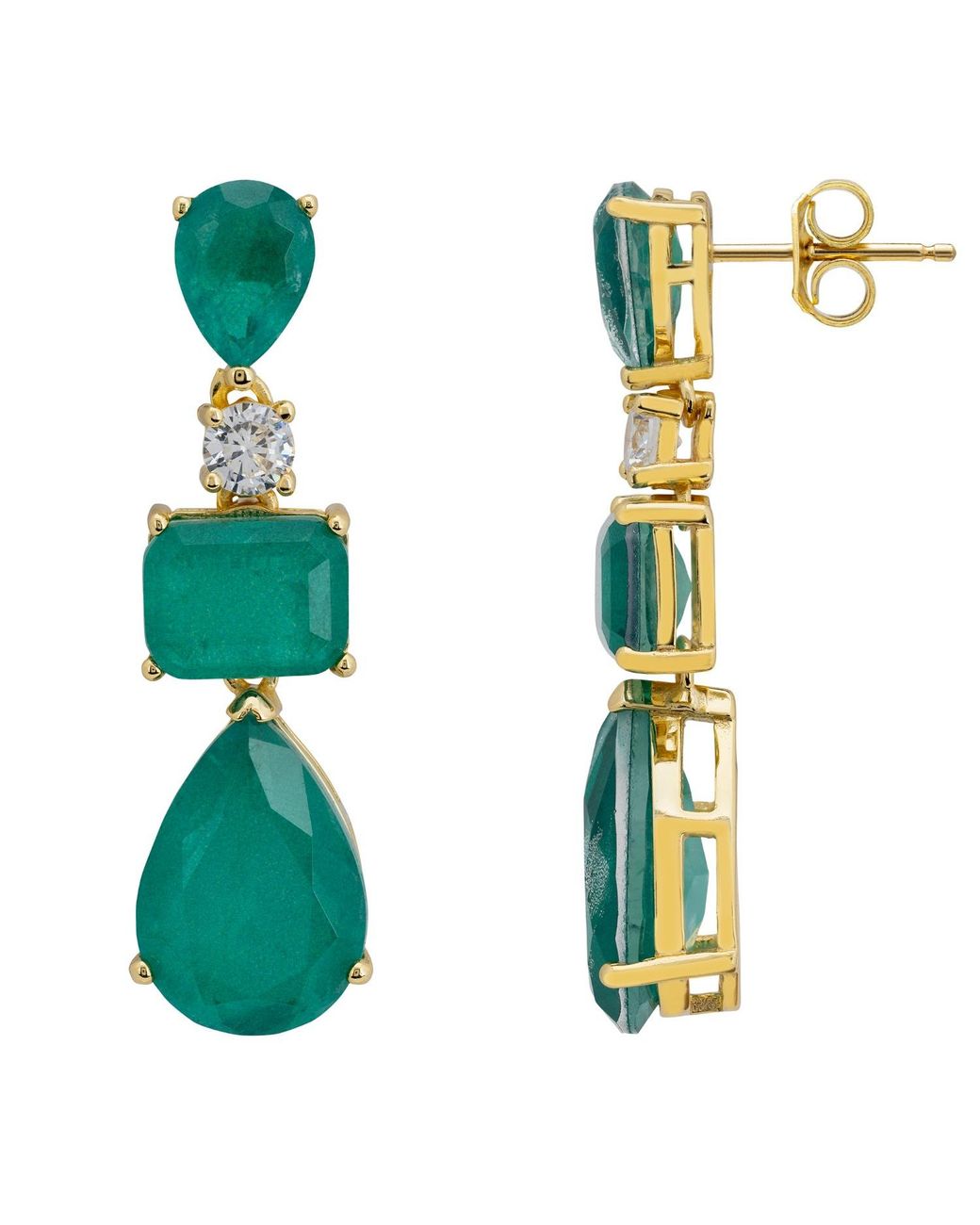 Latelita London Green Valentina Drop Earrings Colombian Emerald