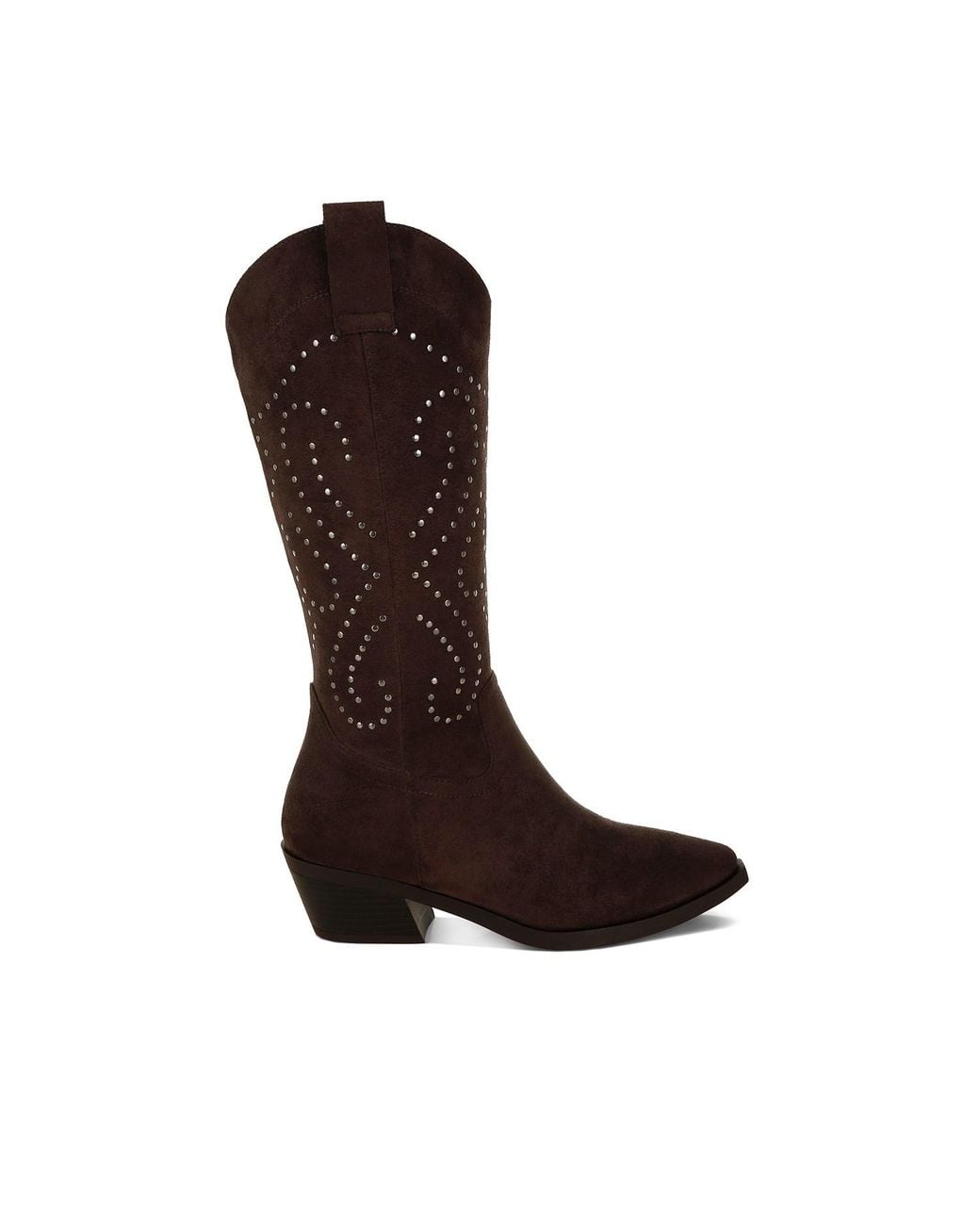 Rag & Co Brown Lariat Studs Embellished Cowboy Boots