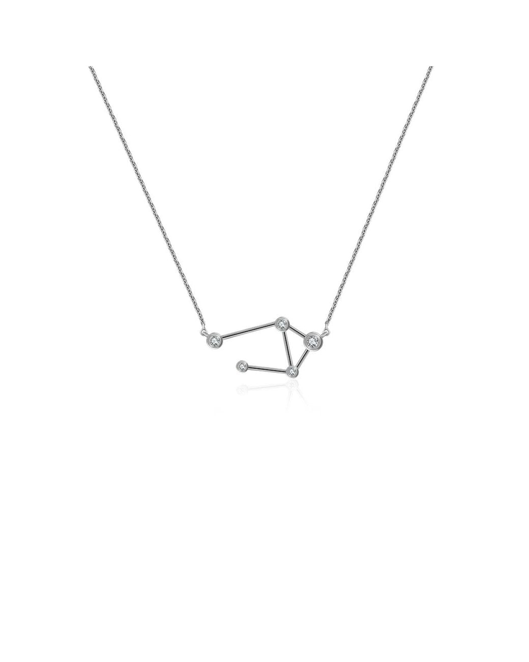 Genevieve Collection Metallic Libra Zodiac Constellation Necklace 18K & Diamond