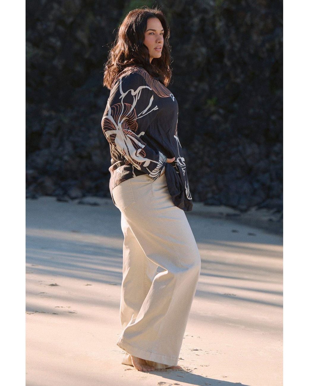 Adrift Clothing Natural Neutrals Adrift Denim Wide Leg Jean