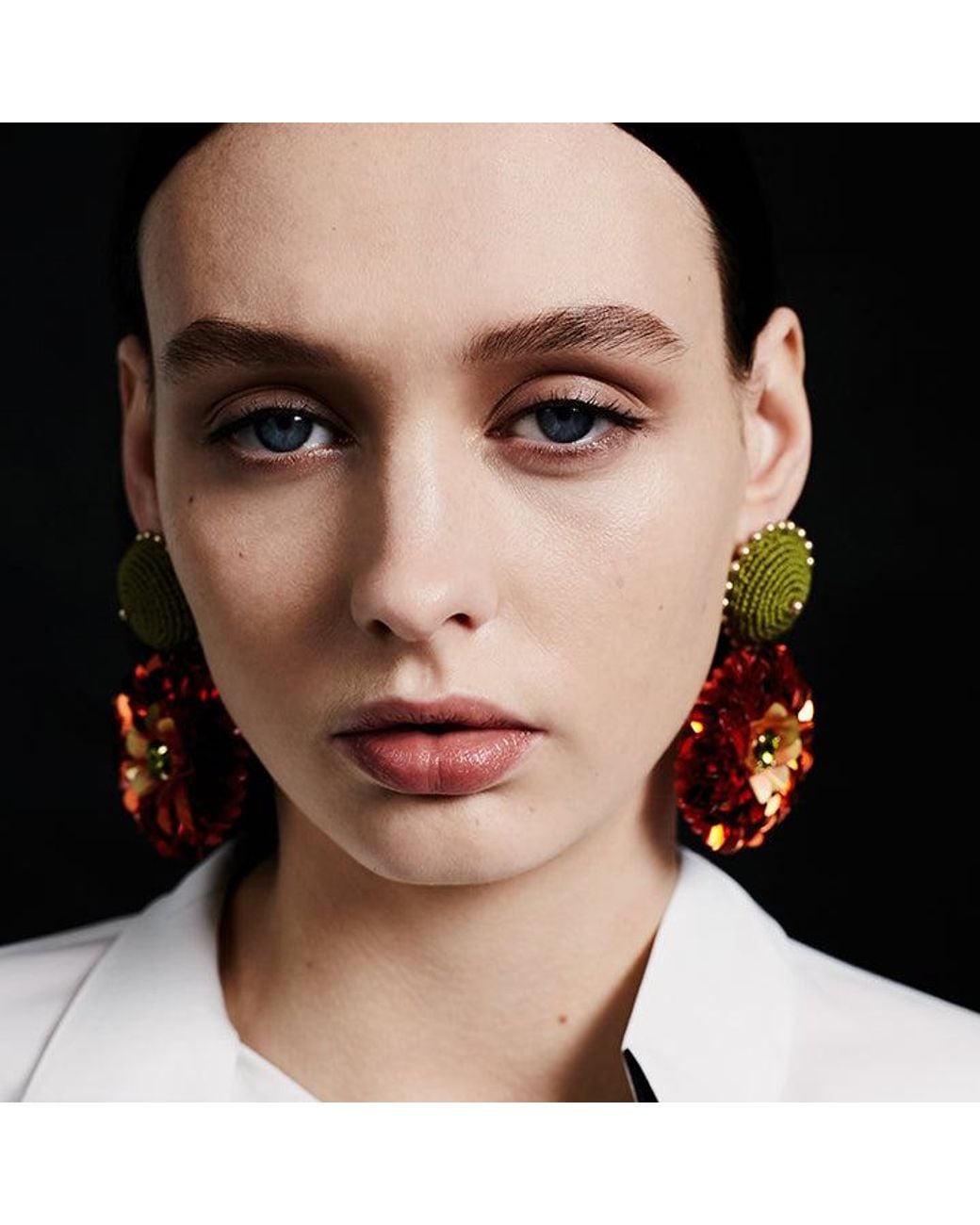PINAR OZEVLAT Green Dahlia Earrings