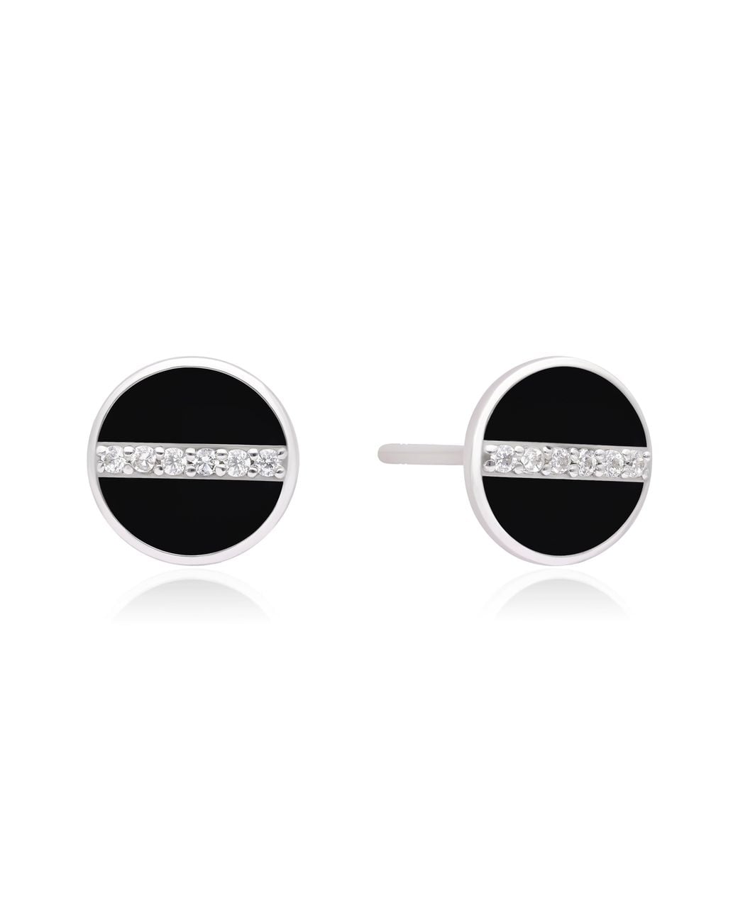 The Jewelz Black Enamel & Sparkling Cz Stud Earrings for men