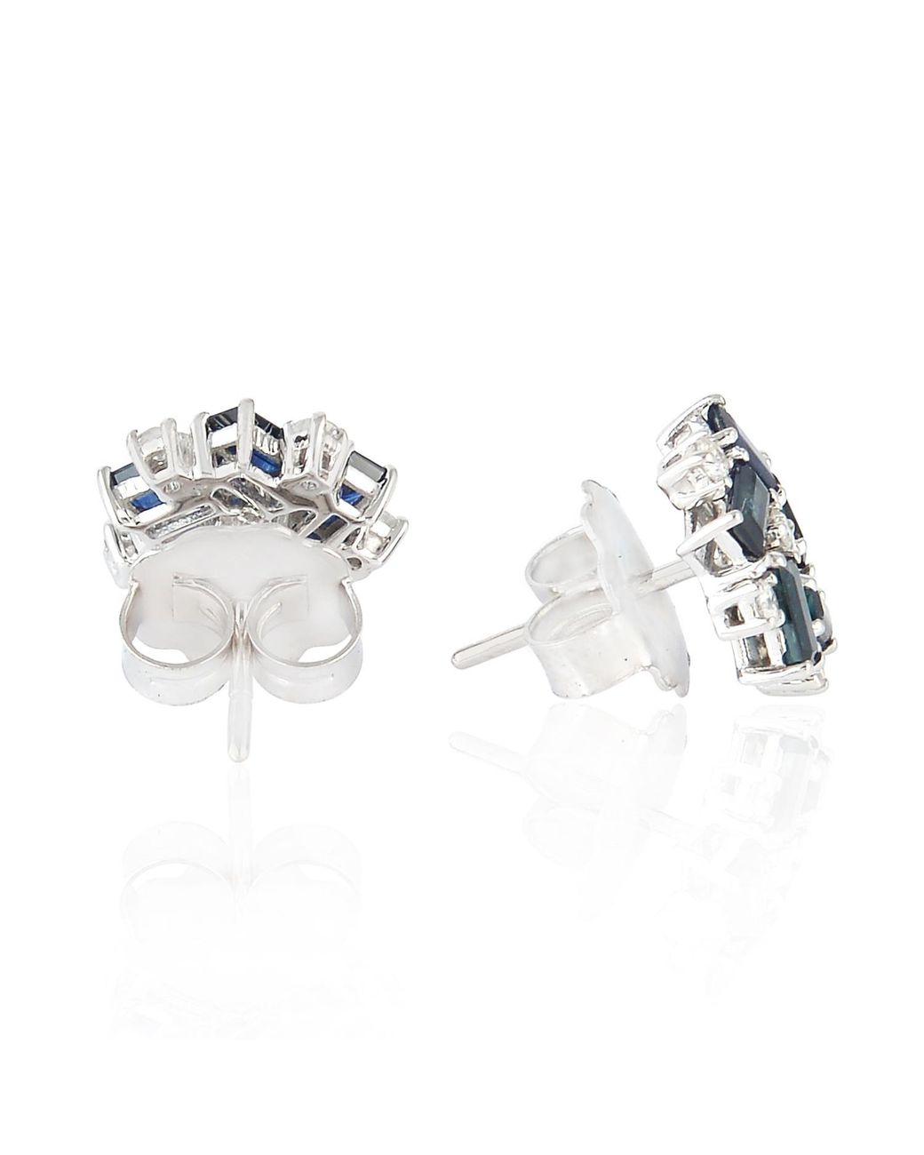 Artisan Blue 18K Sapphire & Diamond Cluster Stud Earrings