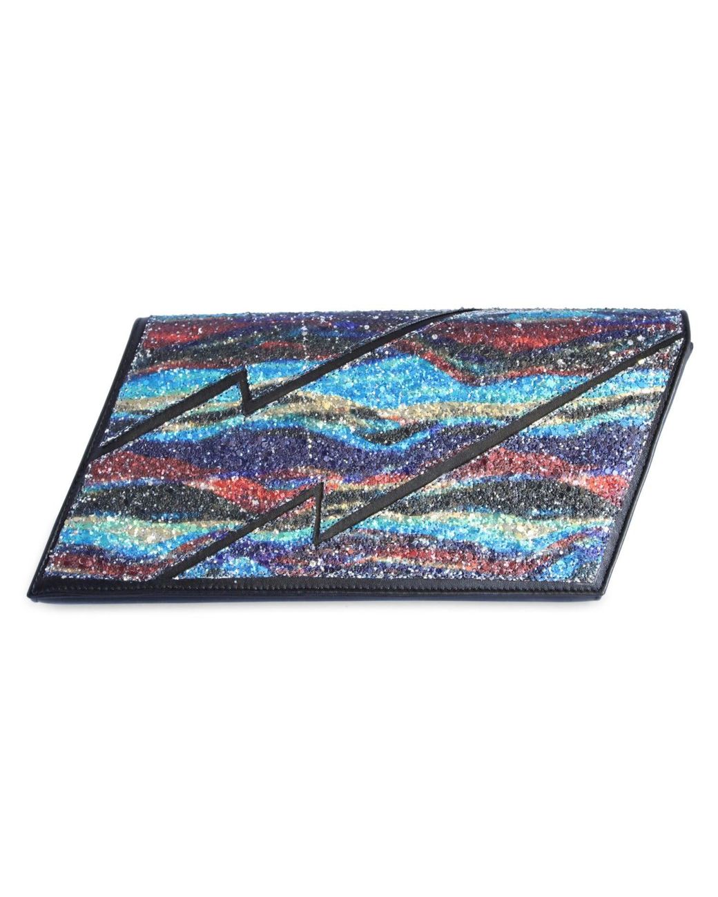 Terry De Havilland Blue Non Stop Disco Glitter Clutch Bag