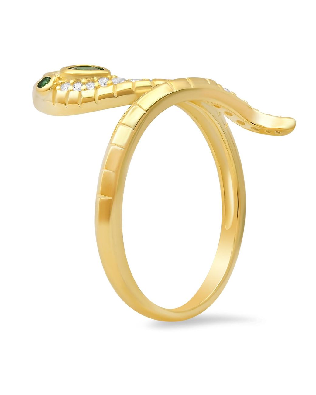 Kylie Harper Metallic Emerald & Diamond Cz Snake Ring