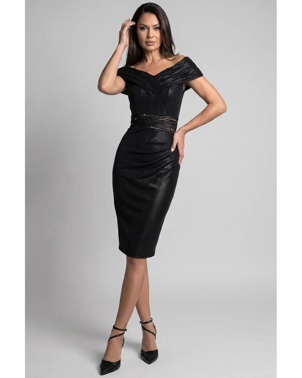 Luna Fashion House Black Off-Shoulder Cocktail Dress, Iris