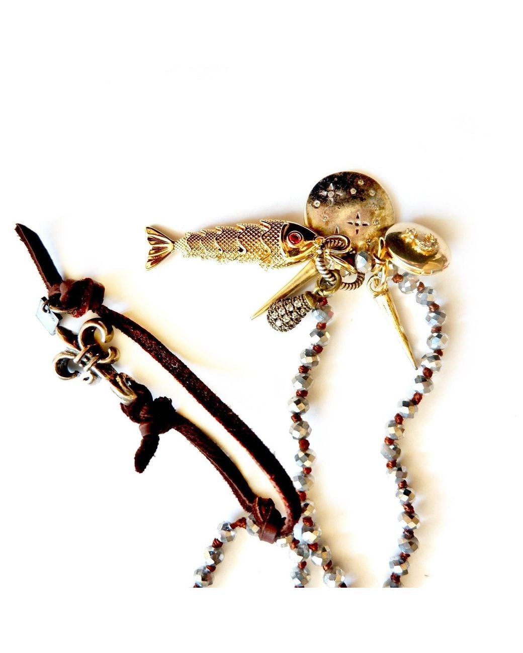 Persia Dona Jewelry Metallic Vintage Charm Fish Necklace